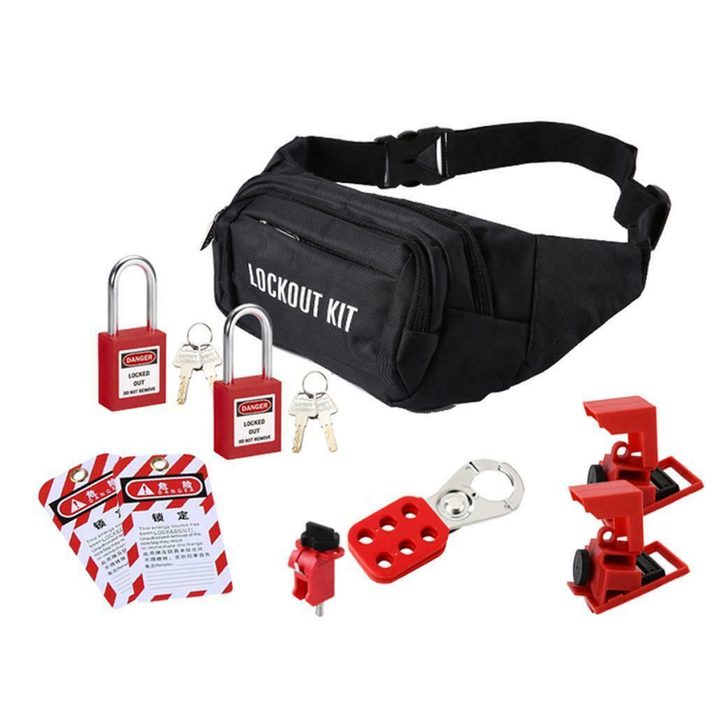 Set of 1 Universal Padlocks Lockout Kit w/ Bag Metal Safety Device Red