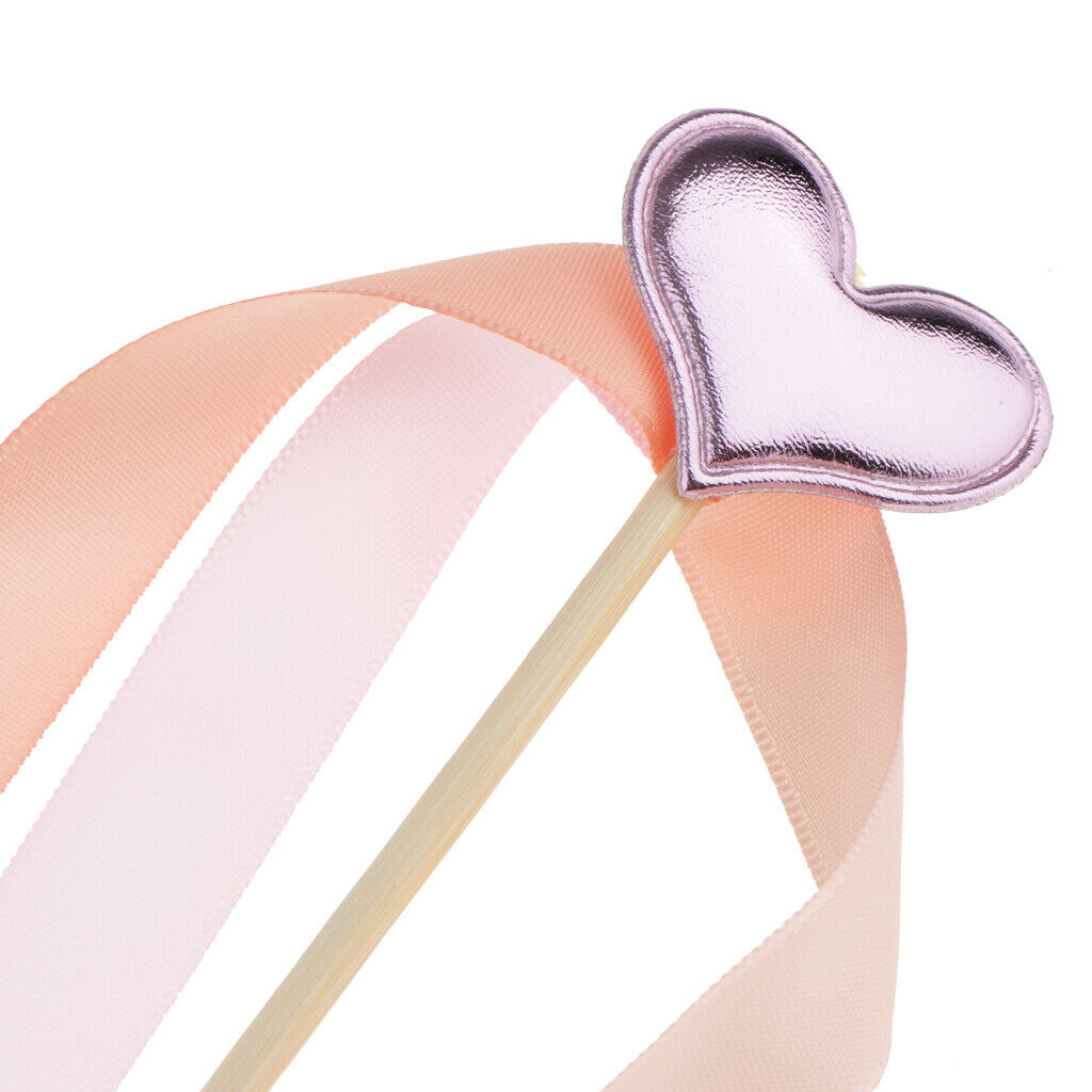 10 Pieces Wedding Twirling Stream Ribbon Sticks Wands with Heart Ribbon A5