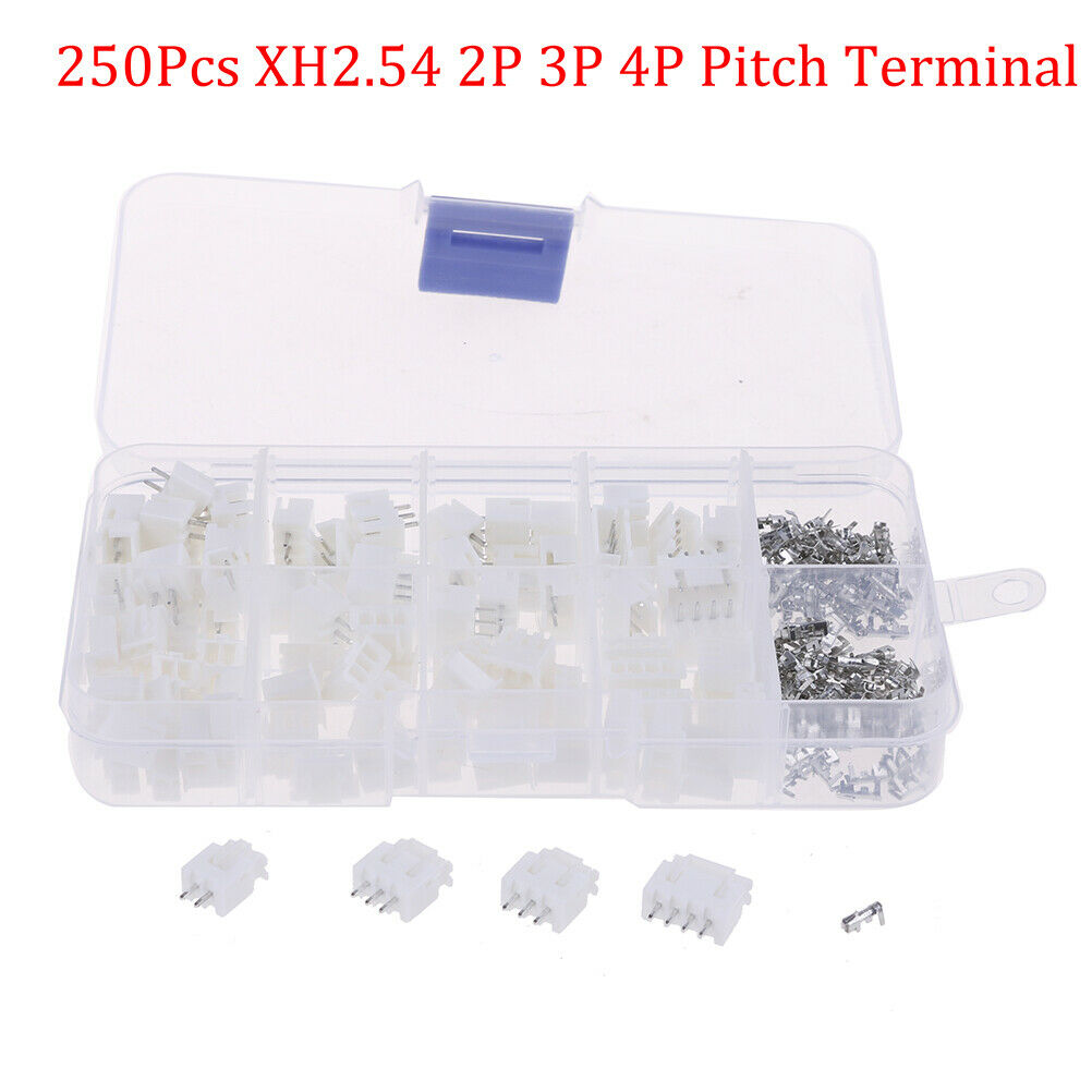 250pcs XH2.54 2p 3p 4p pin 2.54mm Pitch Terminal Kit with CasHFUK &.l8