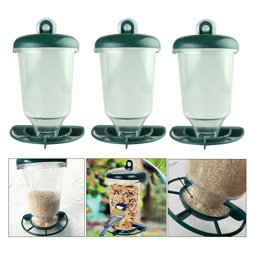 3-pack Outside Glass Window Bird Feeder Food Dispenser for Hummingbird