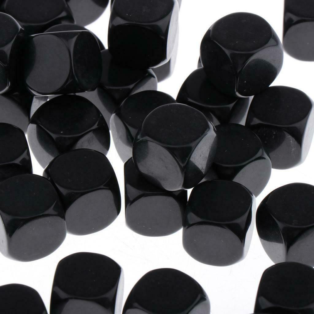 Lots 100 Plastic Black Blank D6 Dice for DND RPG Party Game Casino Supplies