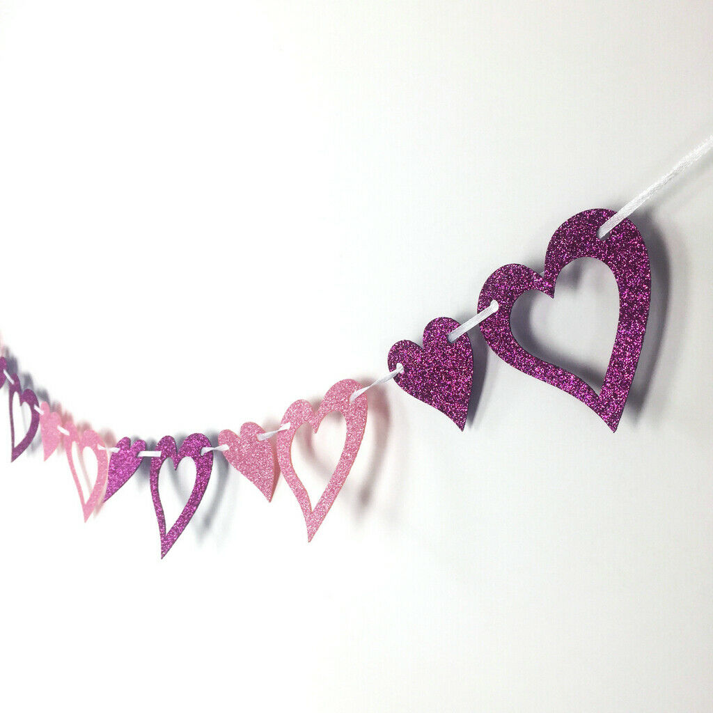 Glitter Felt Heart Garland Banner Wedding Birthday Party Decoration Props