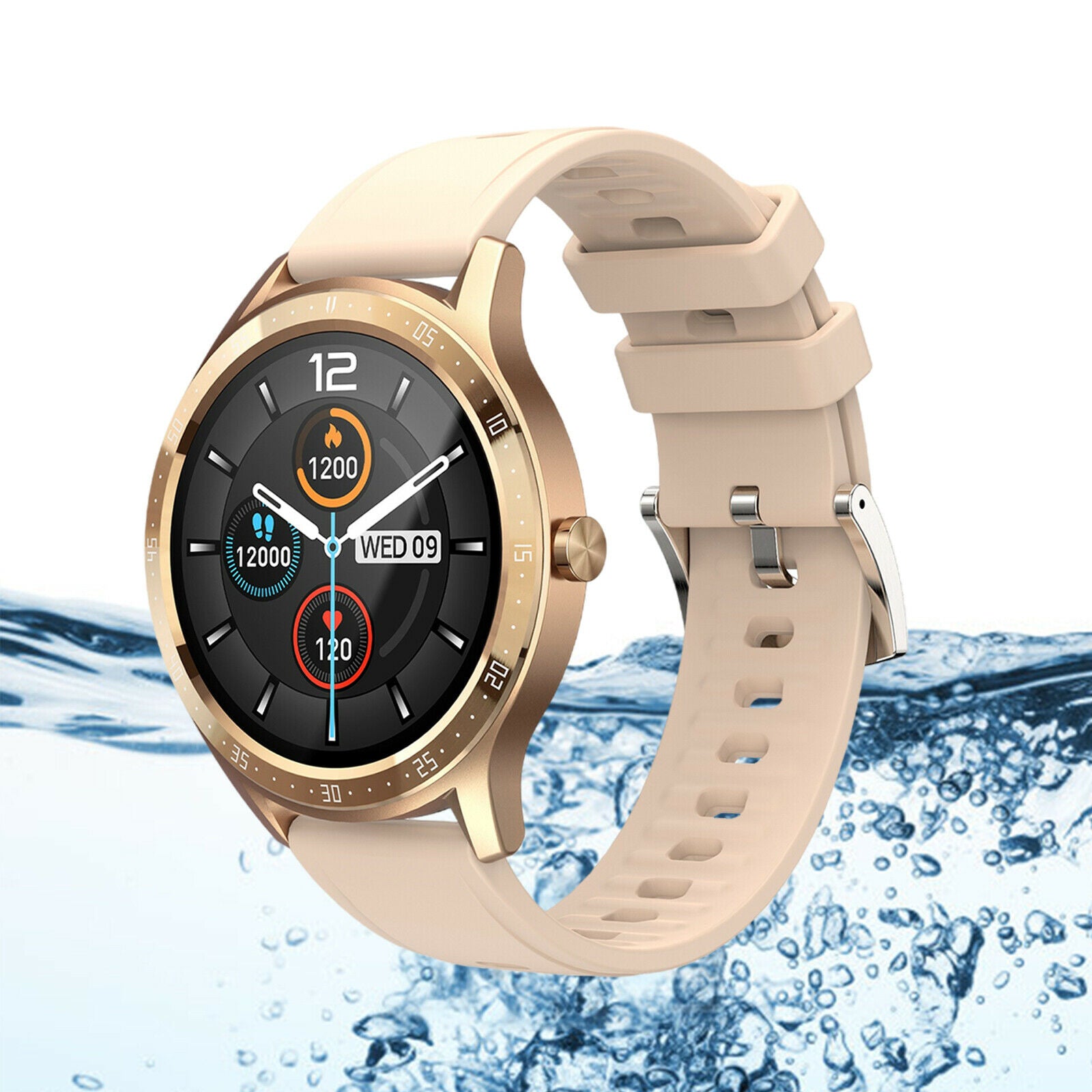 Sports Smart Watch 1.28'' IP67 Waterproof Bluetooth Call Pedometer Golden