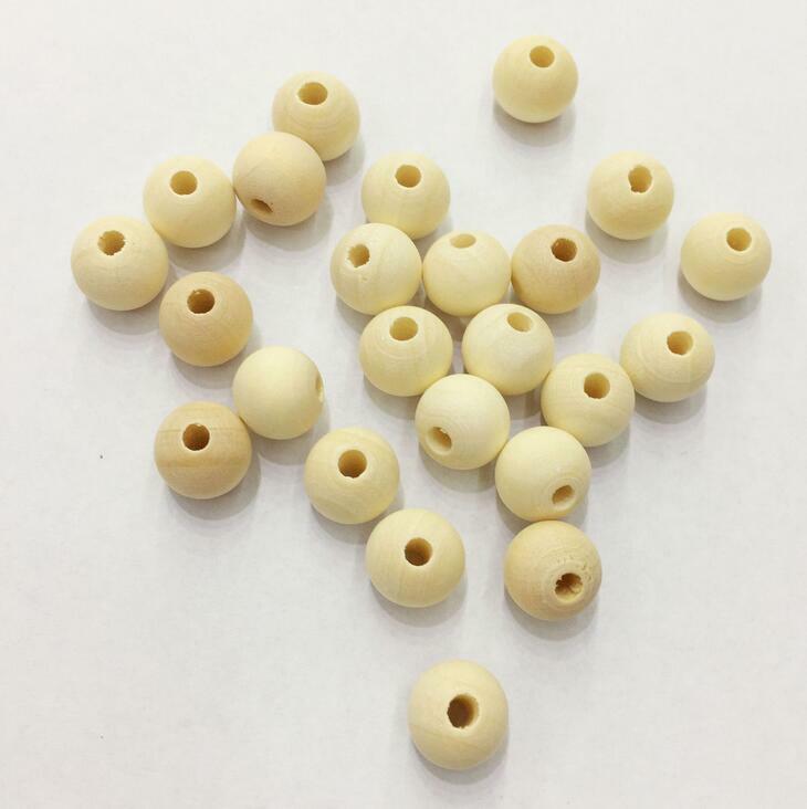 100X Natural color Wooden Bead Round Baby Pacifier Clip Jewelry Accessories 12mm