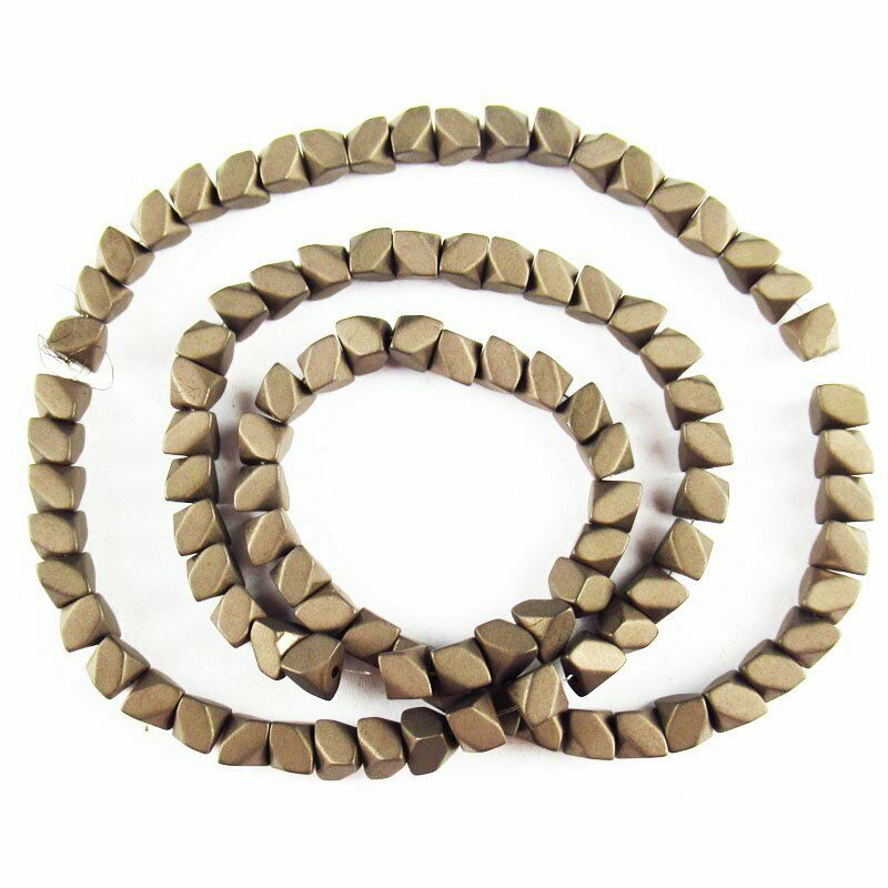 4x3x3mm Faceted Brown Frosted Hematite Square Loose Bead 15.5 " 22g A-434TS