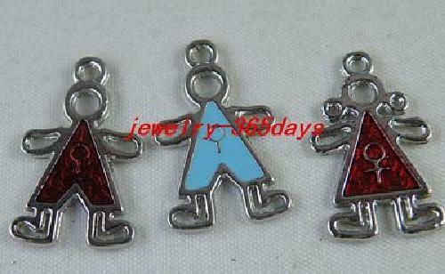 20pcs Enamel Mixed Boy And Girl Charms 24mm C182