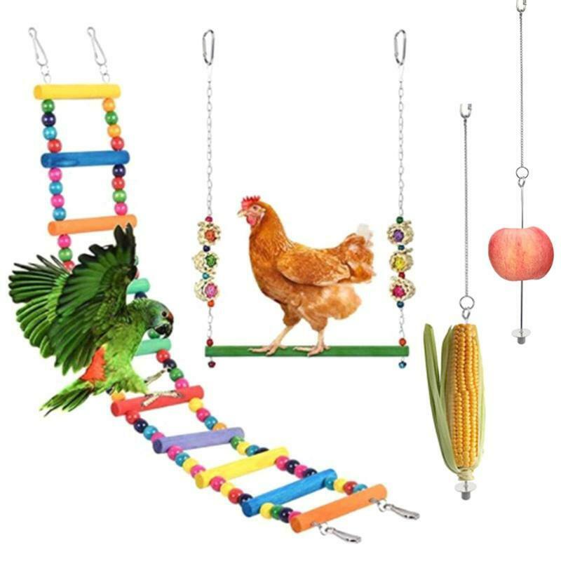 4Pcs Chicken Toys 2 Types Swing Toys Metal Vegetable Feeders Hanging for Coop