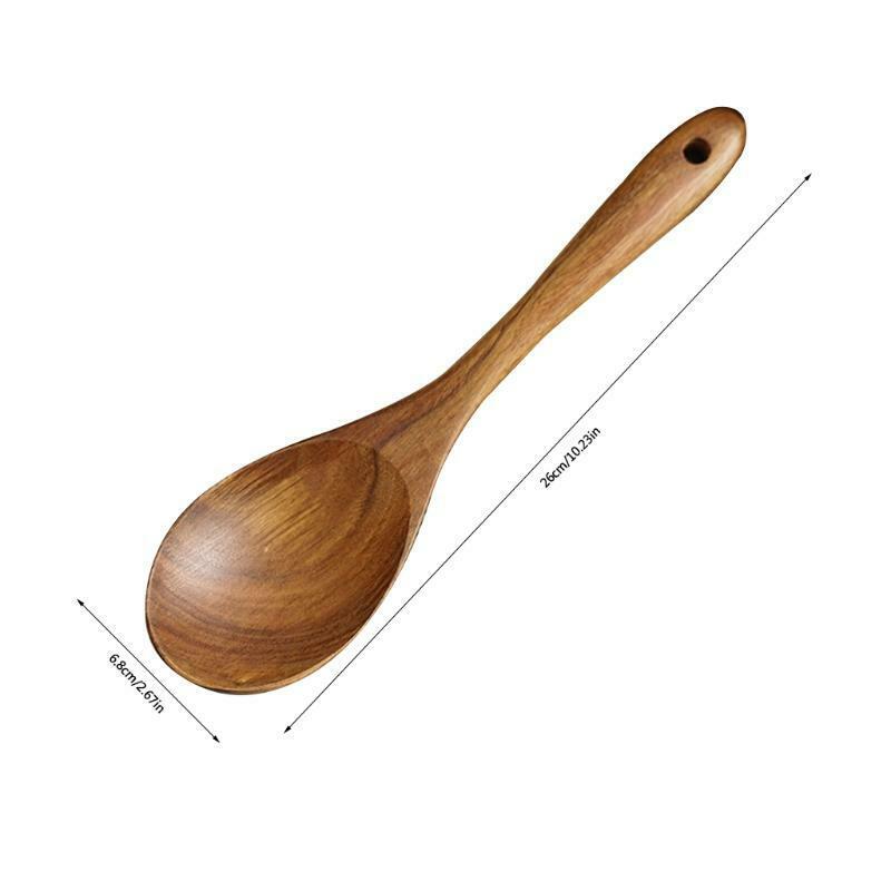 2Pcs Wooden Salad Servers Spoon Fork Set Long Handle Cooking Untensil Cutlery