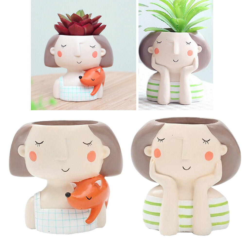 2Pcs Girls Plant Pot Small Succulent Display Flowerpot Outdoor Indoor Garden