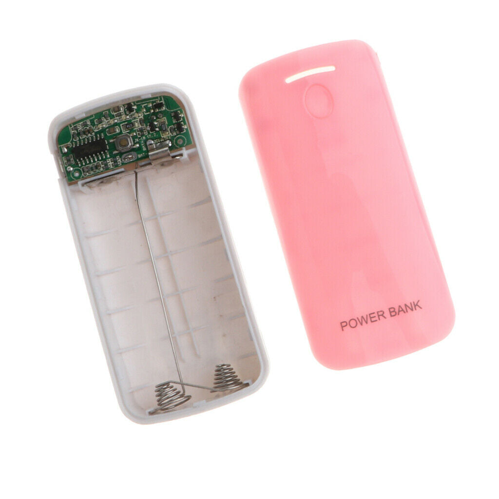 DIY Mobile Phones External USB Power Bank Case Kit 18650 Battery Boxs Pink