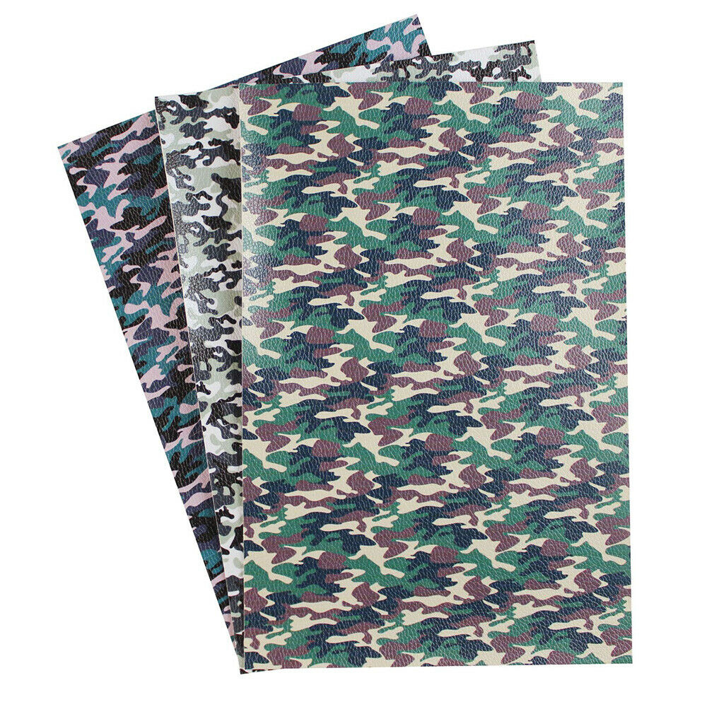 9Pcs DIY Camouflage Faux Leather Fabric for Earrings Wallet Bows Making Material