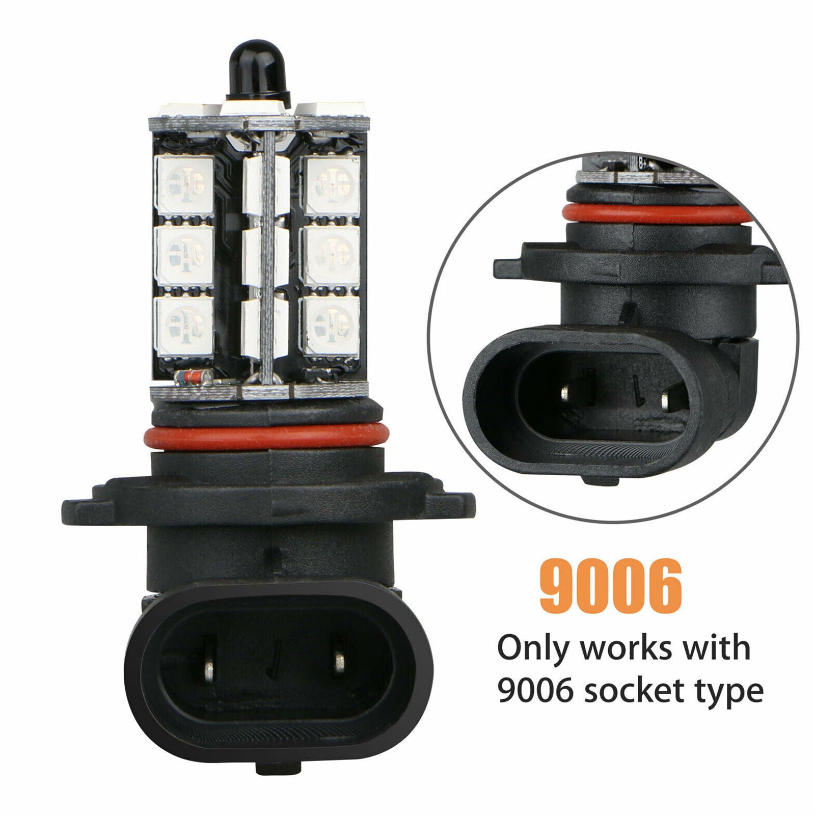 2x 9006 LED 27-SMD 5050 RGB Car Headlight Fog Light Lamp Bulb + Remote Control
