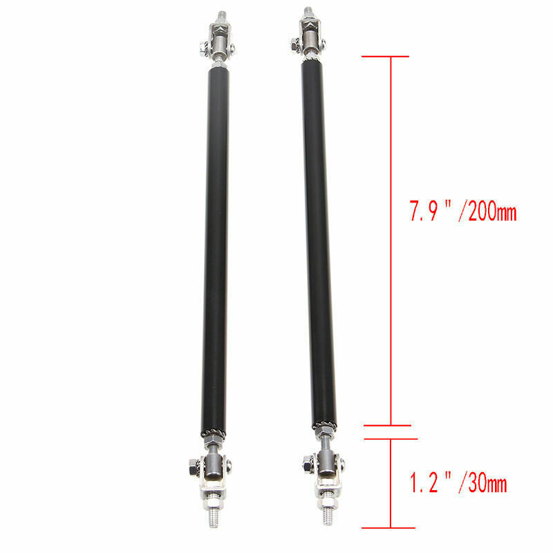 2x Adjustable Bumper Lip Bar Splitter Strut Rod Tie Support Fit Dodge 20CM Black
