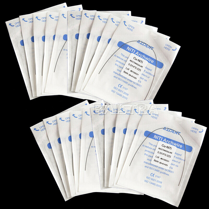 50X Dental Cu NiTi Copper Nickel Titanium Rectangular Arch Wires 0.014*0.025