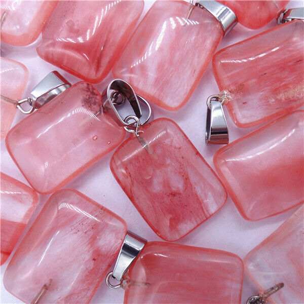 100Pcs 20x16x6mm Red Cherry Quartz Rectangle / Oblong Pendant Bead HH8161