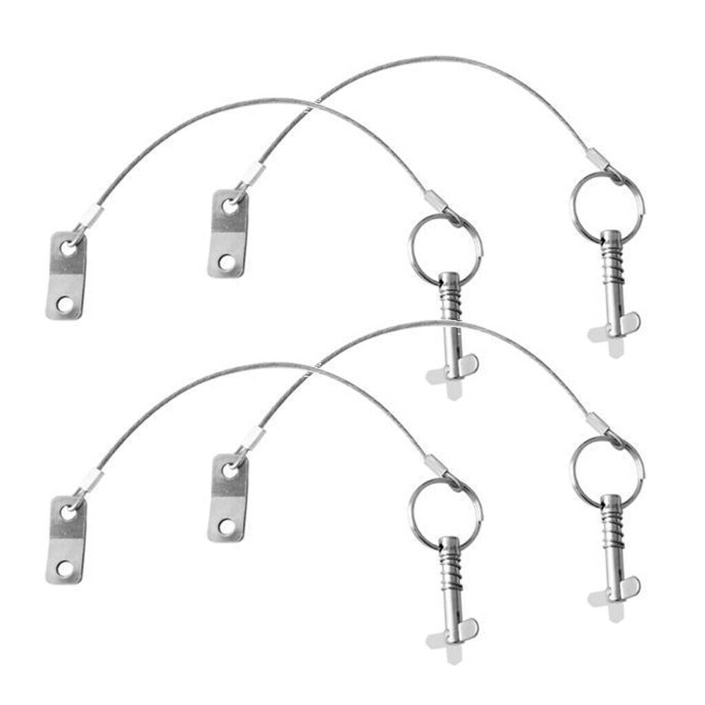 4 Pieces Stainless Steel Quick Release Pin Cord for Boat Top Deck Hinge