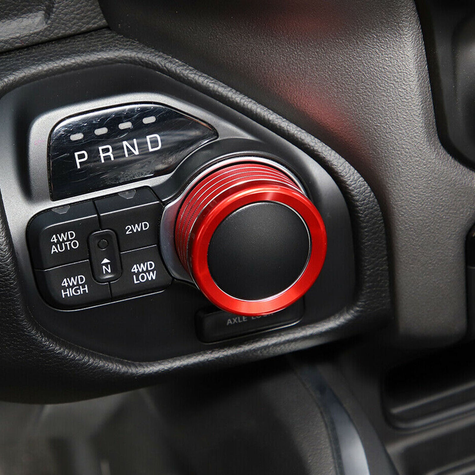 Red Gear Shift Switch Button Knob Bezel Trim Cover for Dodge RAM 2018+ Aluminum