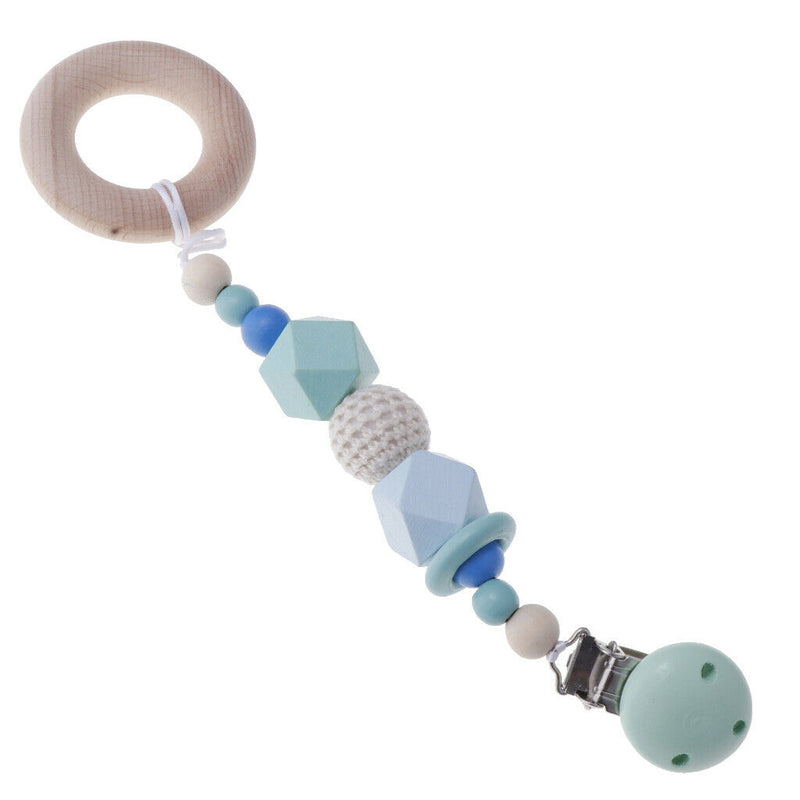 Baby Wood Pacifier Clamping Chain Wooden Kids Teether Toys Donuts
