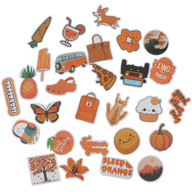 50X Orange Stickers Skateboard Laptop Luggage Guitar Bike Car Bomb Decals_DD