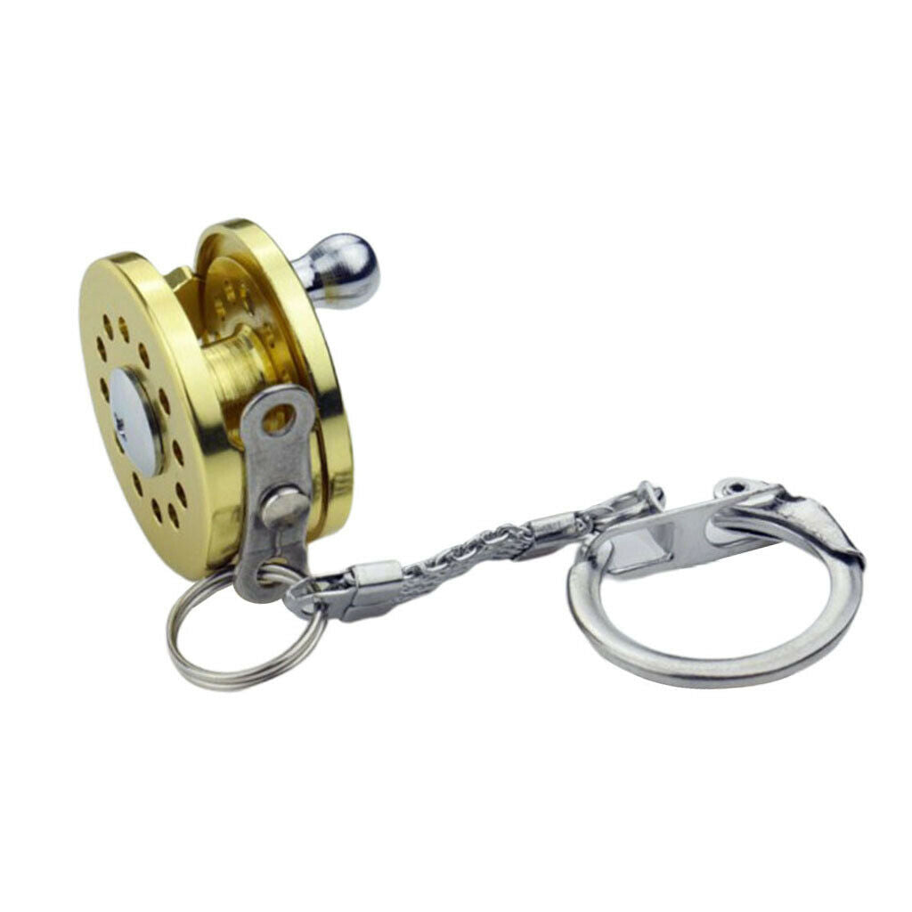 Cool Novelty Mini Aluminum Fly Fishing Reel Key Chain Fish Wheel Keychain