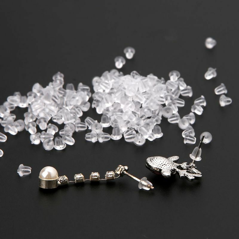 200Pcs Silicone Earring BackClear Ear Safety Back Pad Backstop Soft Replacement