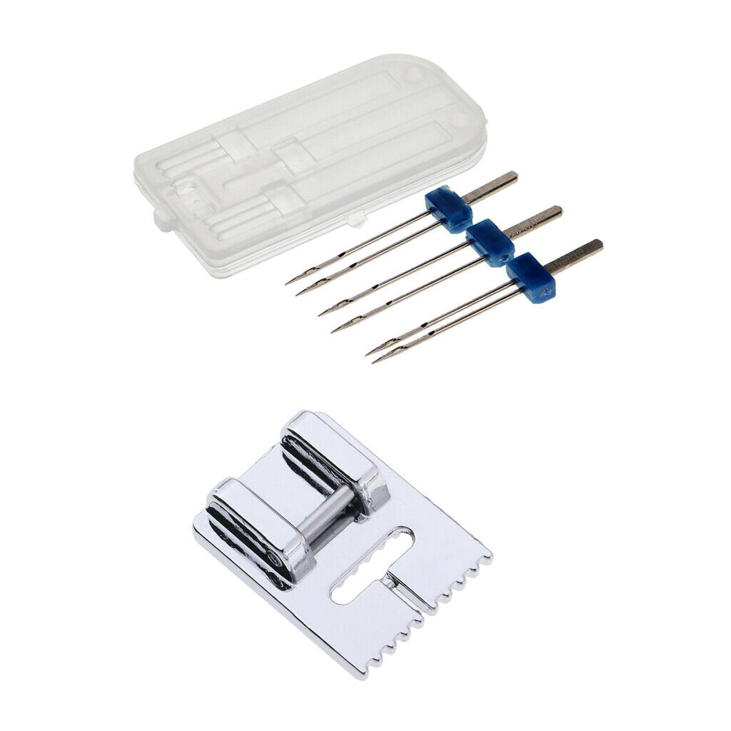 9 Groove Pintuck Foot + 3 Sizes Double Twin Needles for Brother Singer