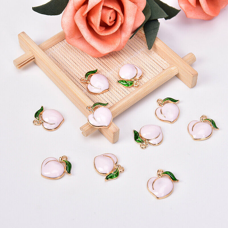10x Fruit Peach Enamel Alloy Charms Pendant DIY Craft Jewelry Findings Gi.l8