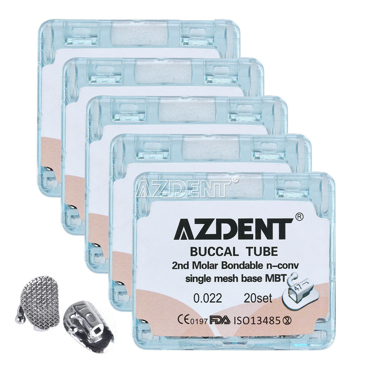 5 X AZDENT Dental Ortho Buccal Tubes 2nd Molar MBT 022 Non-Conv Split Bonding