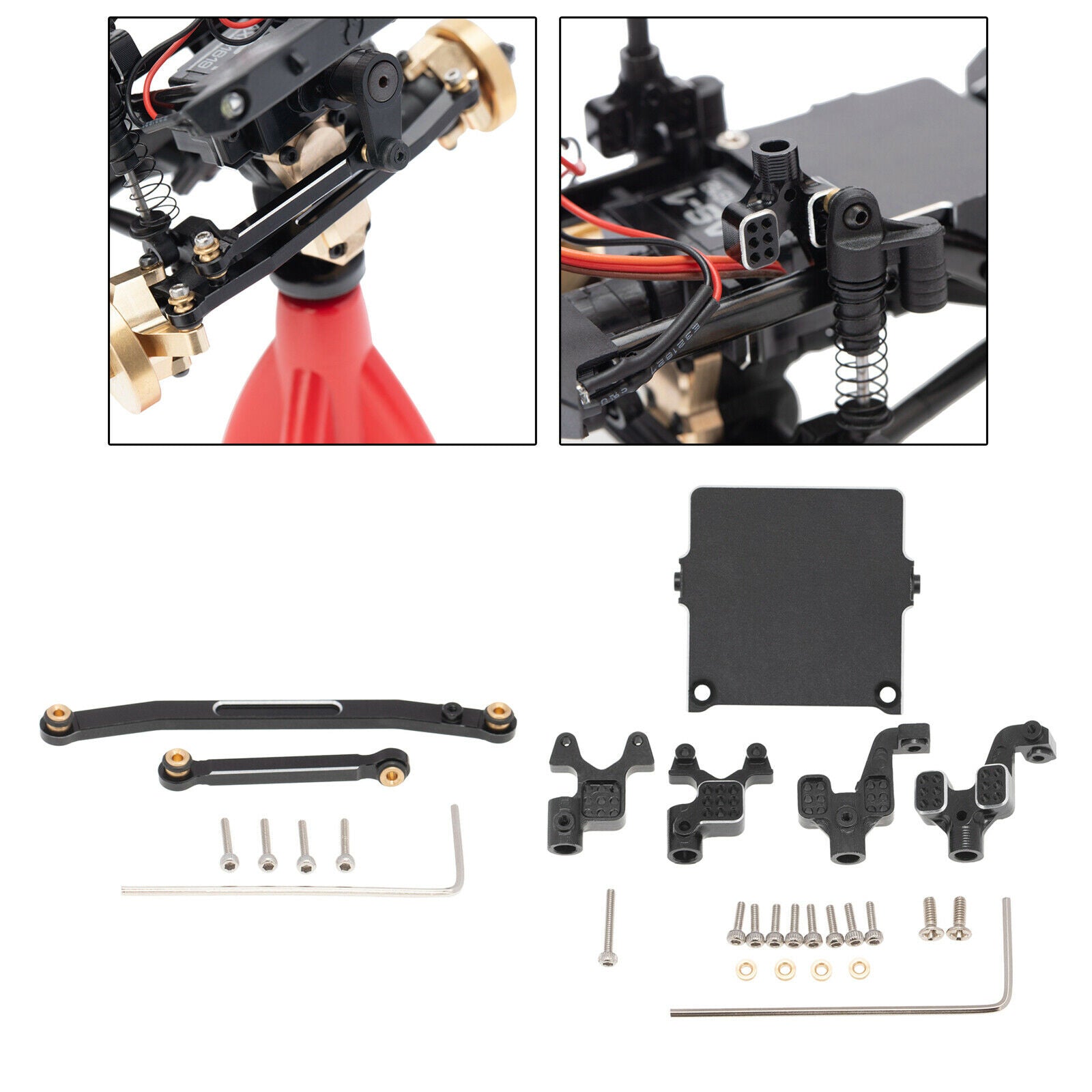 RC Aluminum Steering Rod Tie Links and Shock Tower for Axial SCX24 AXI00001