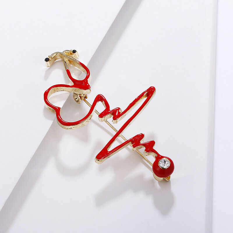 Enamel Love Heart Heartbeat Shape Brooch Collar Badge Pins Jewelry Access.l8