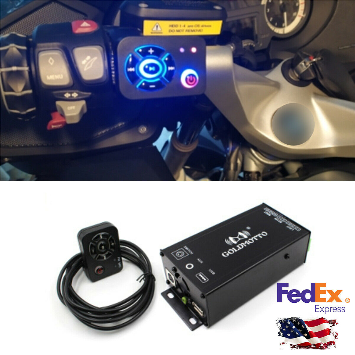Speakers Audio Amplifier MP3 Player Bluetooth For Motorcycle ATV FM Radio