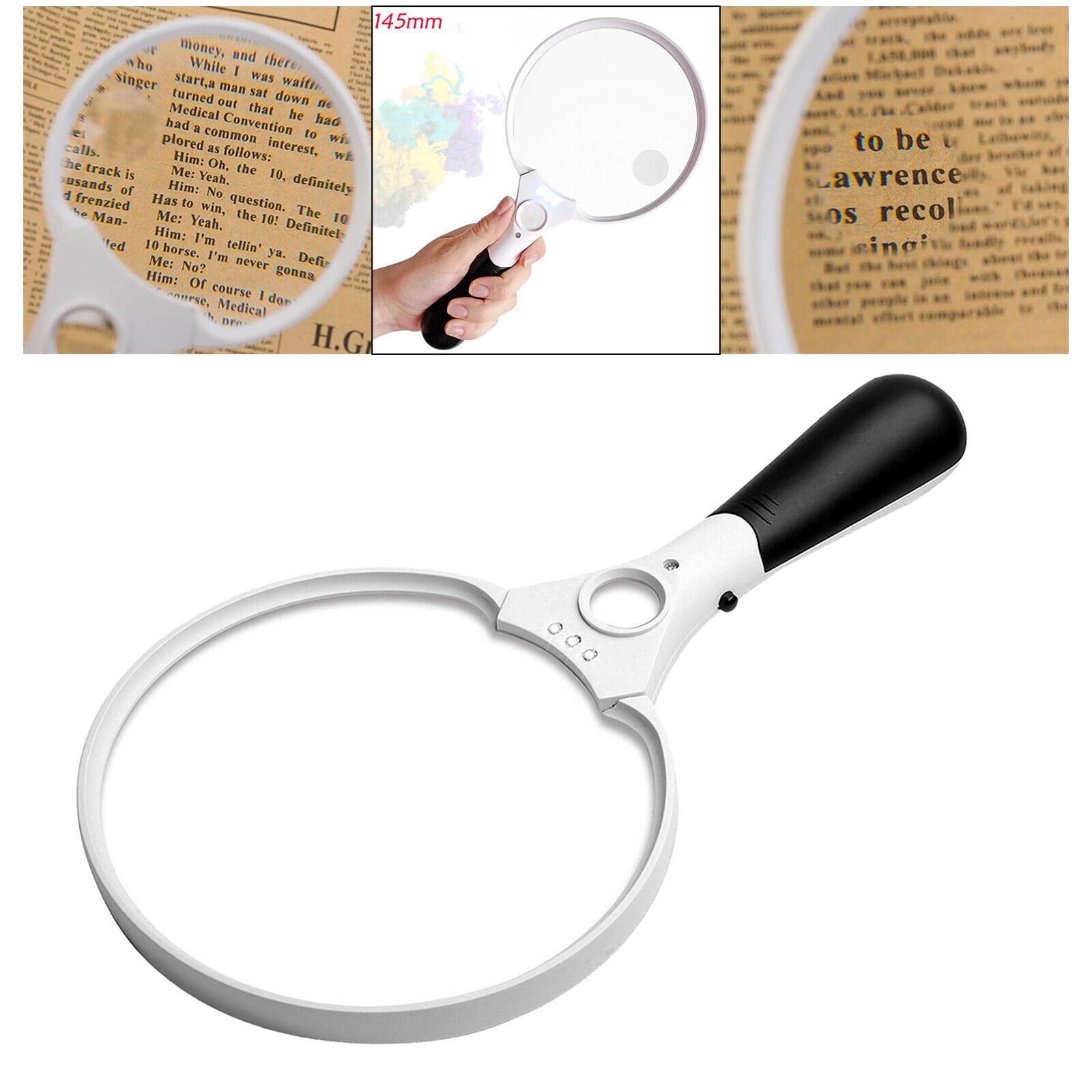 Magnifying Glass with Light 2X 4X 25X Lens for Maps Soldering Jewelry Loupes