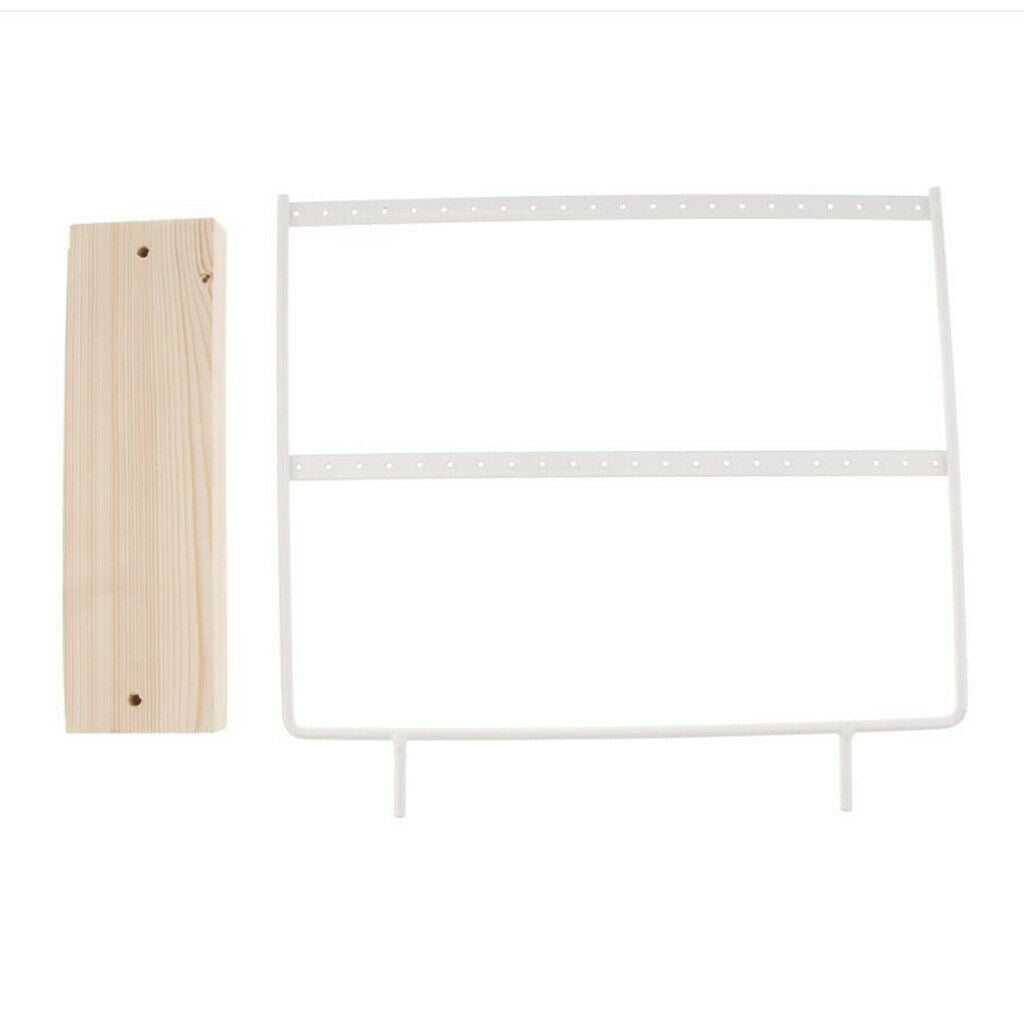 Iron Rack Earrings Rack for Earrings Ring Organizer Wood Base Large White