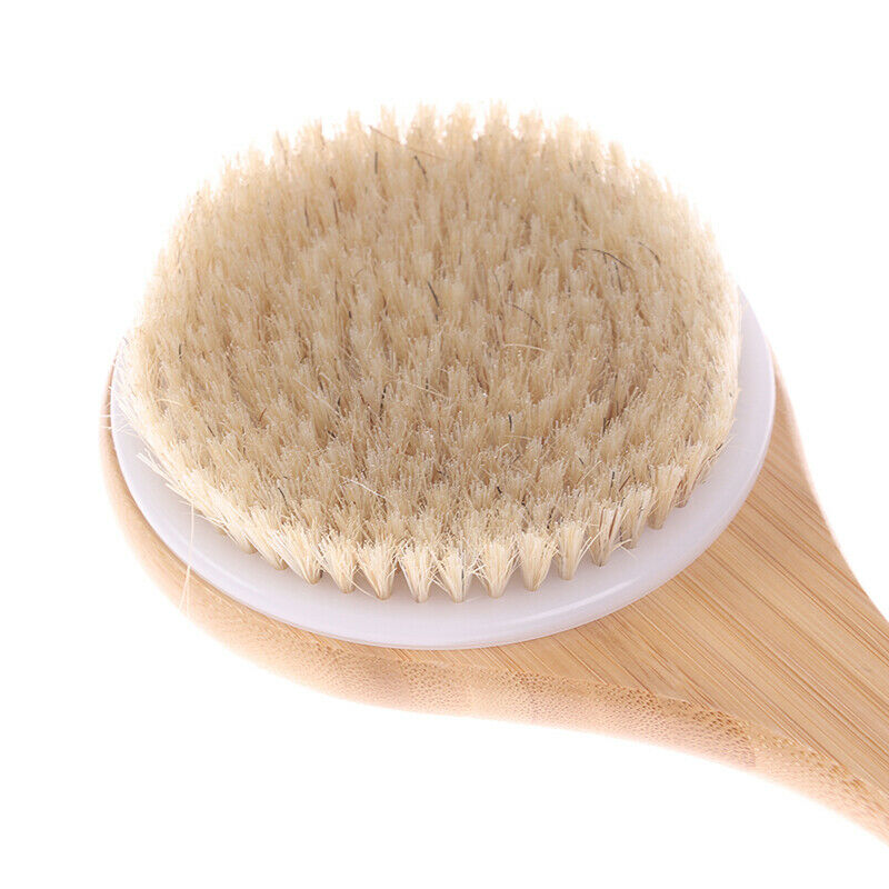 Dry Brushing Body Brush With Long Bamboo Handle Natural Bristle BrushBDAU