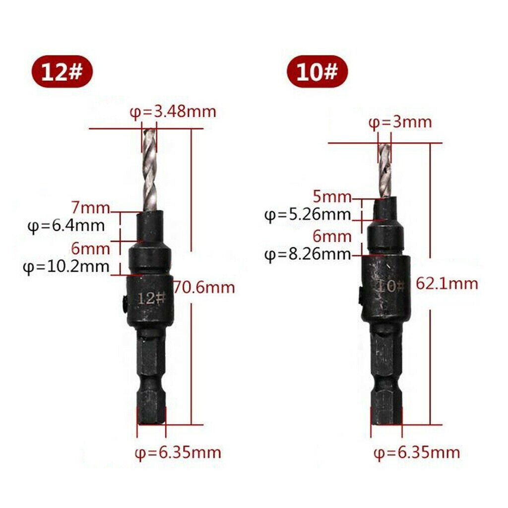 5Pcs HSS Countersink Drill Bit Set 6 8 10 12 14mm Carpentry Tool
