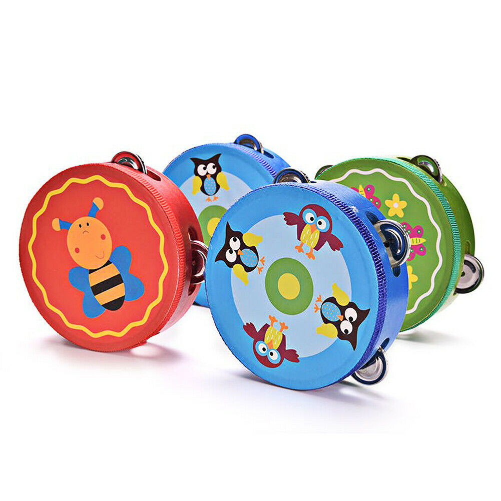 6inch Hand Held Tambourine Drum Colorful Wooden Percussion Kids Baby Musical   @