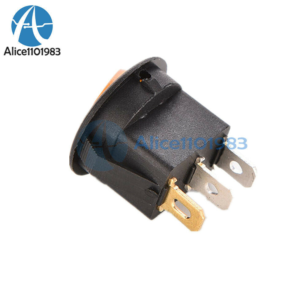 20PCS Mini 3-Pin Round Yellow Snap-in SPDT ON-OFF Rocker Switch 6A 250V/10A 125V
