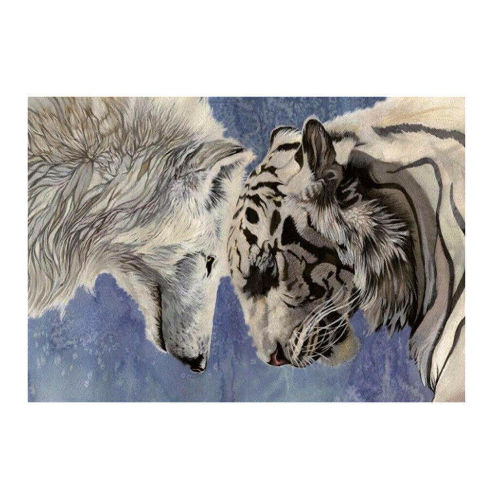 DIY 5D Diamond Painting Cross Stitch Kit Tiger and Wolf Picture Mosaic Crafts