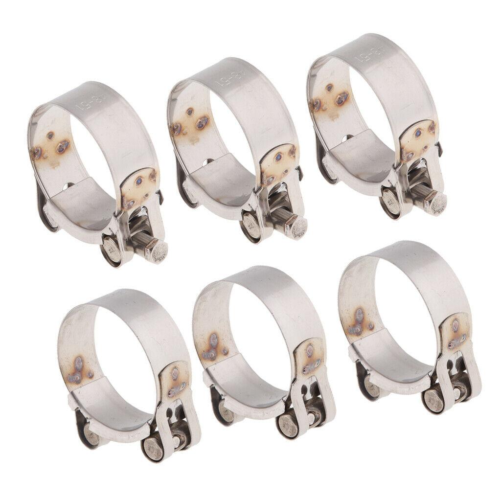 6 Pieces Motorbike Exhaust Clamp Clip Stainless Steel Muffler Silencer Clamp