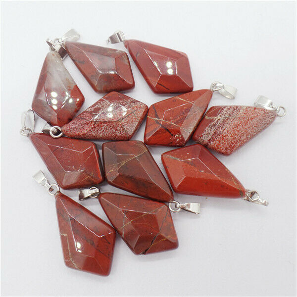 15Pcs 24x15x6mm Natural Rainbow Jasper Faceted Shield Pendant Bead DIY HH9584