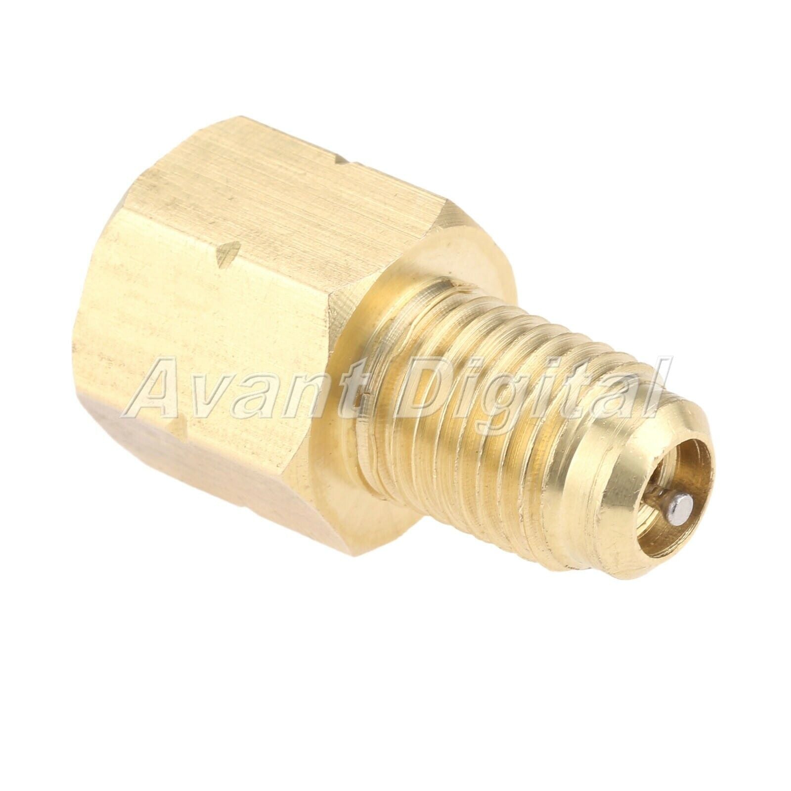 Vacuum Pump Adapter 1/2 Acme-LH x 1/4 Sae Male c/w Removable Valves Core R1234YF