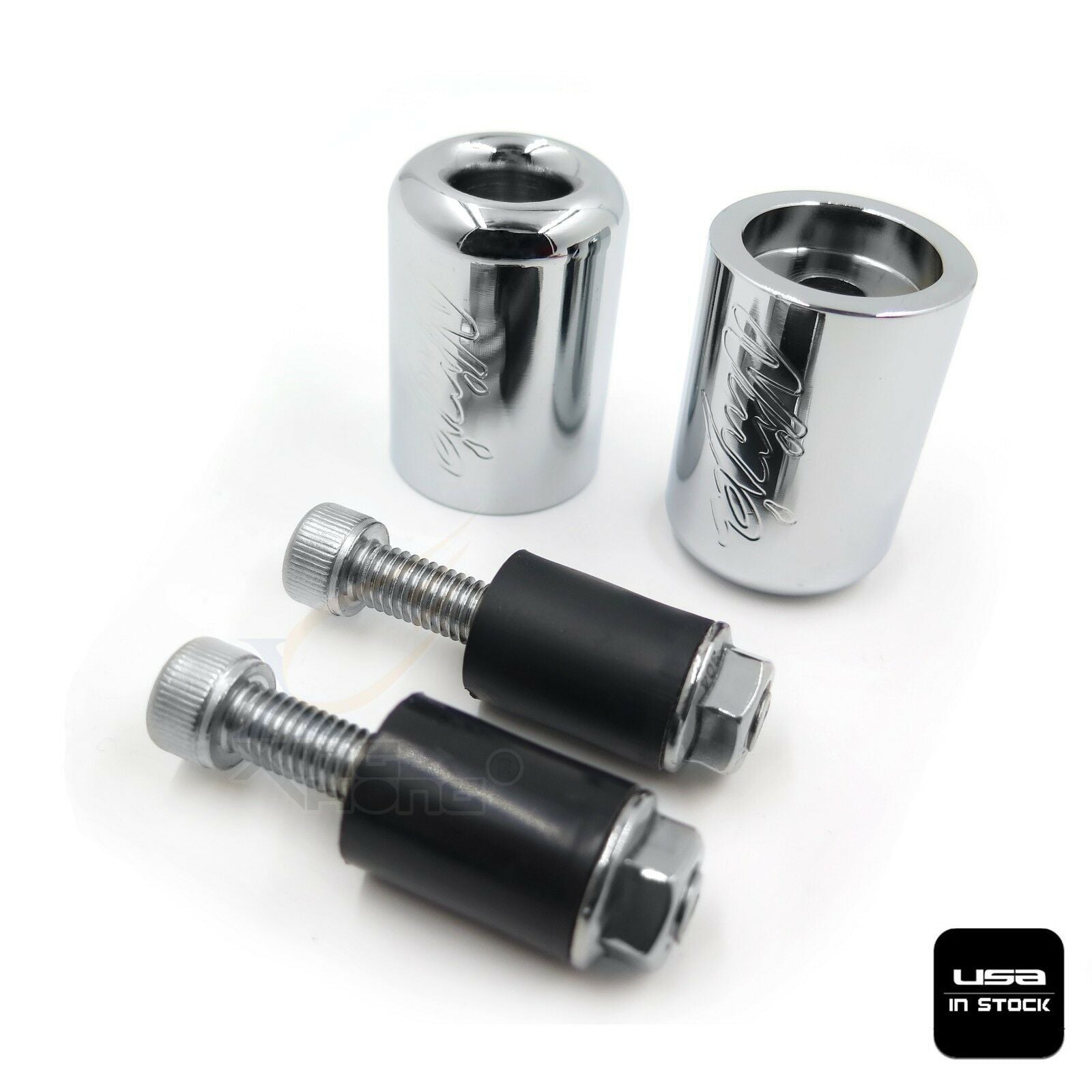 Bar Ends Chrome Rubber For 87-12 Kawasaki Ninja 250R EX250/06-12 650R EX650R