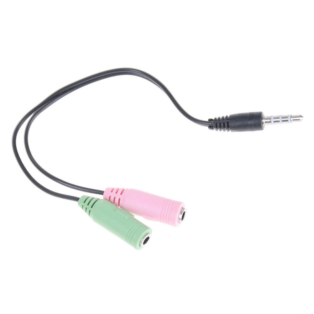 3.5mm Stereo Headphone Microphone Audio Y SplitterCable Adapter Plug Jack.l8