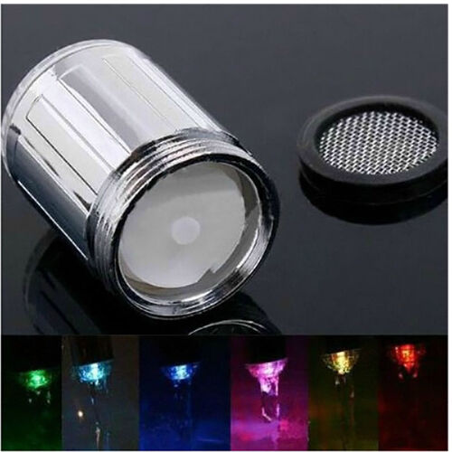 7 Colors Changing Temperature Sensor LED Light Glow Water Faucet Stream Tap New