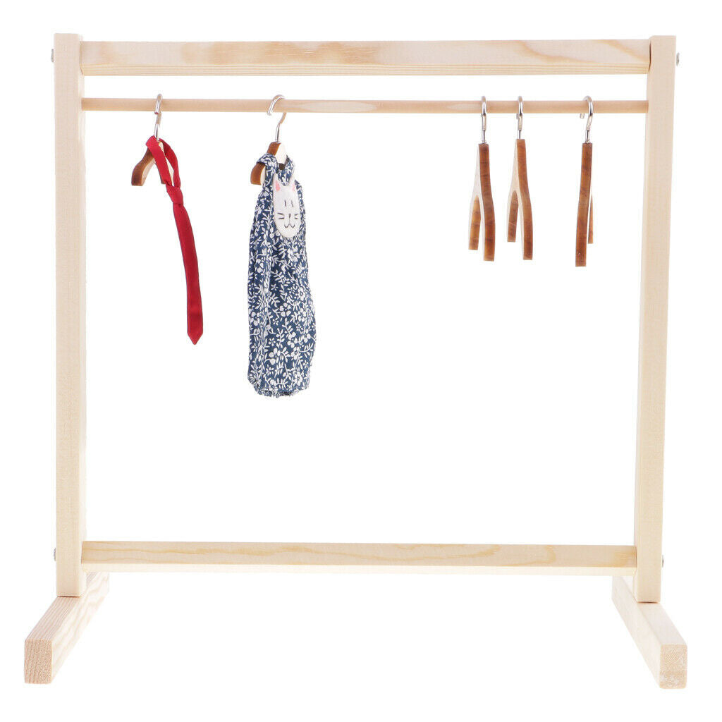 Prettyia 1/3 1/6 BJD Wooden Garment Rack Organizer For