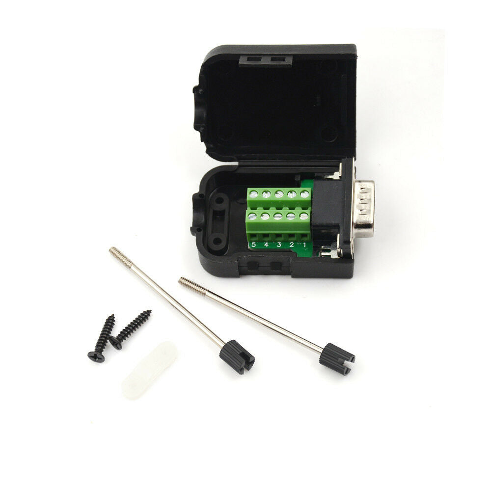DB9 Male D-Sub 9 Pin Plug Breakout Terminals Solderless Nut Type ConnectorB WF