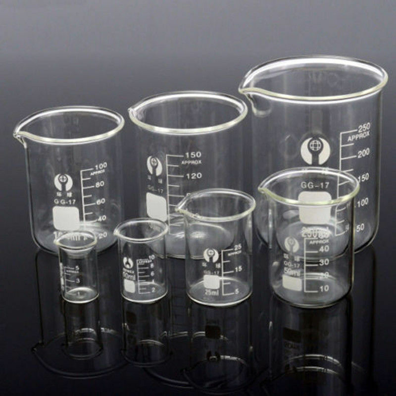 5ML - 250ML Borosilicate Glass Lab Beaker Laboratory Borosilicate Measuring