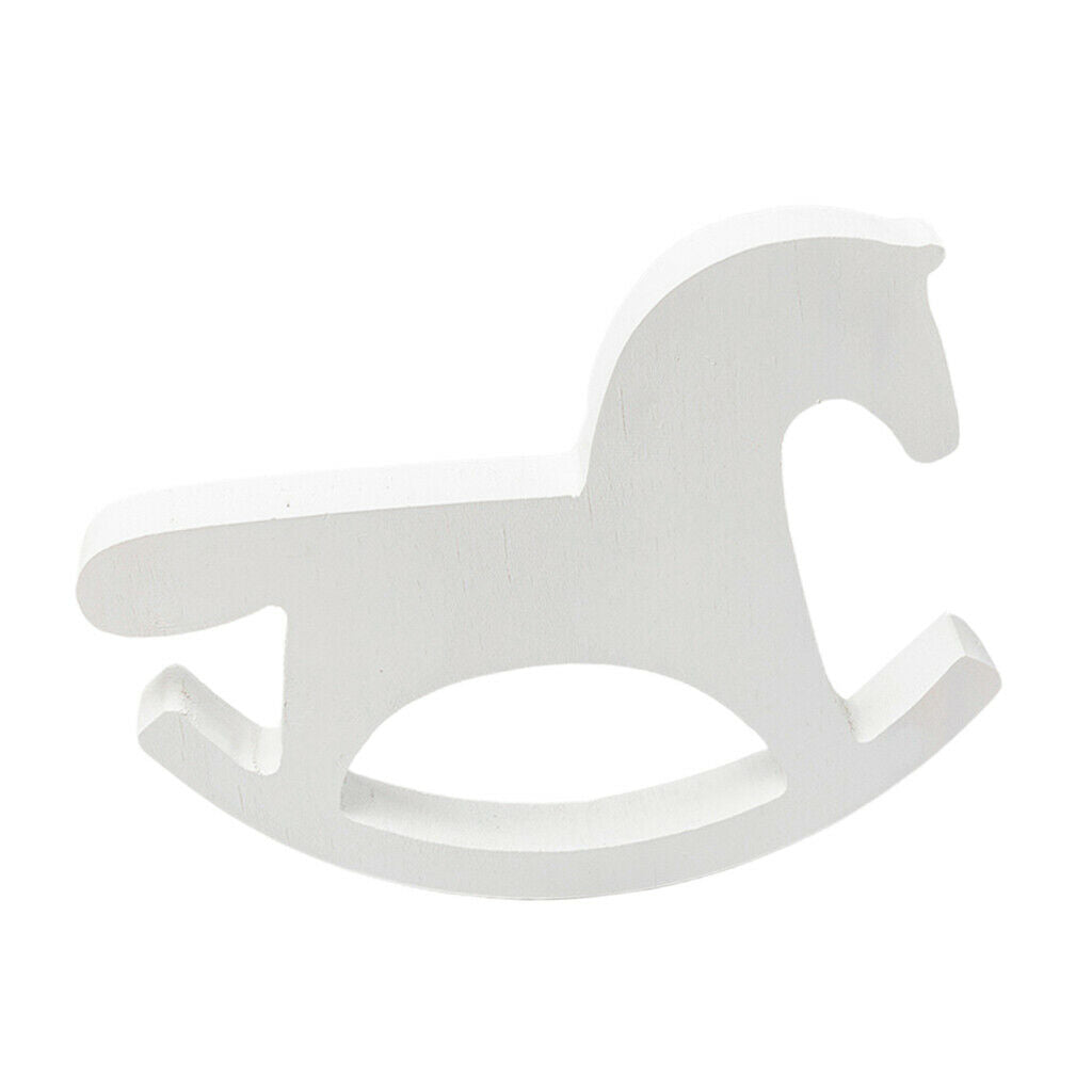 Pine Wood Rocking Horses f/ Home Bedroom Tabletop Xmas Decor White