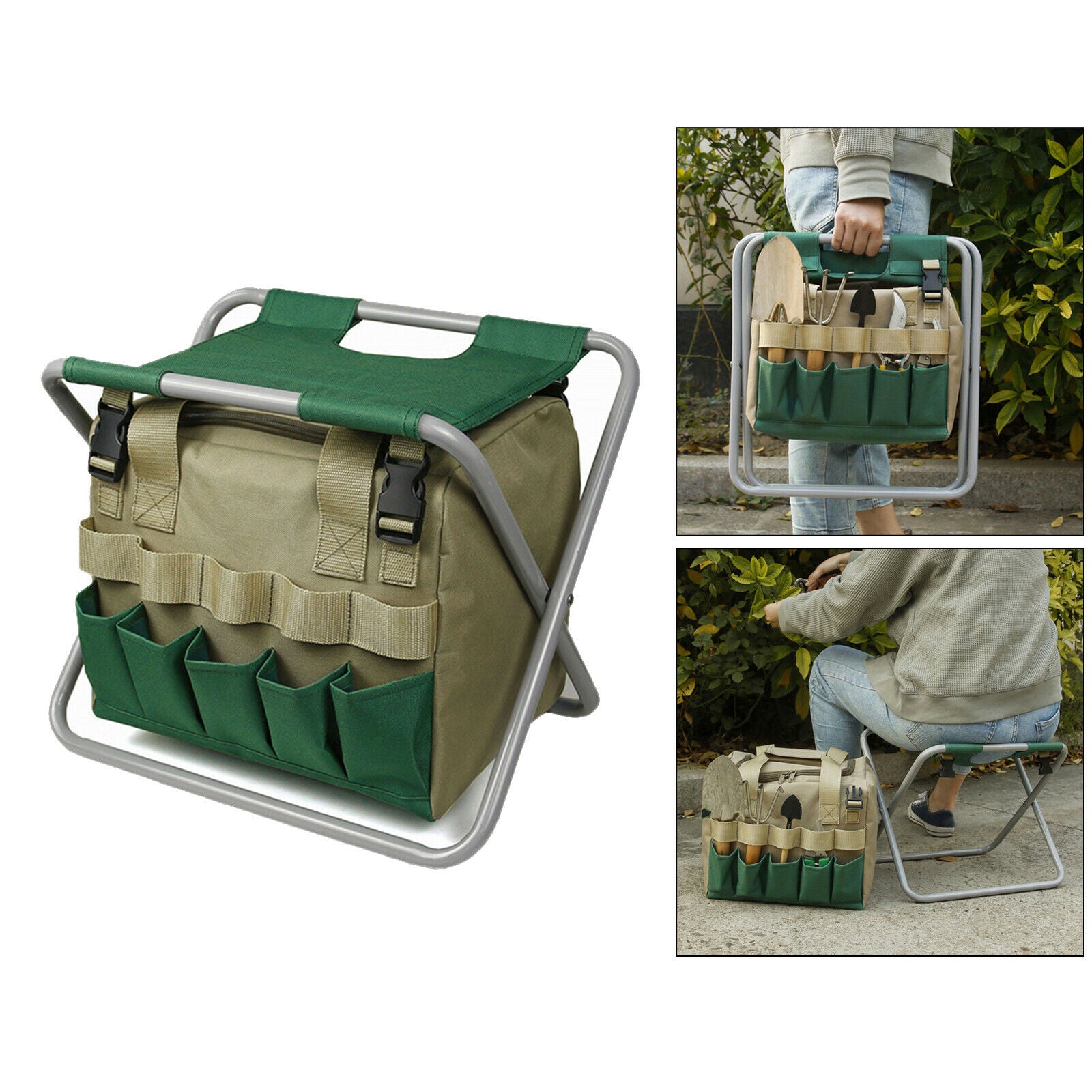 Garden Tools Set Organizer Garden Seat Folding Gardening Stool Chair Kneeler