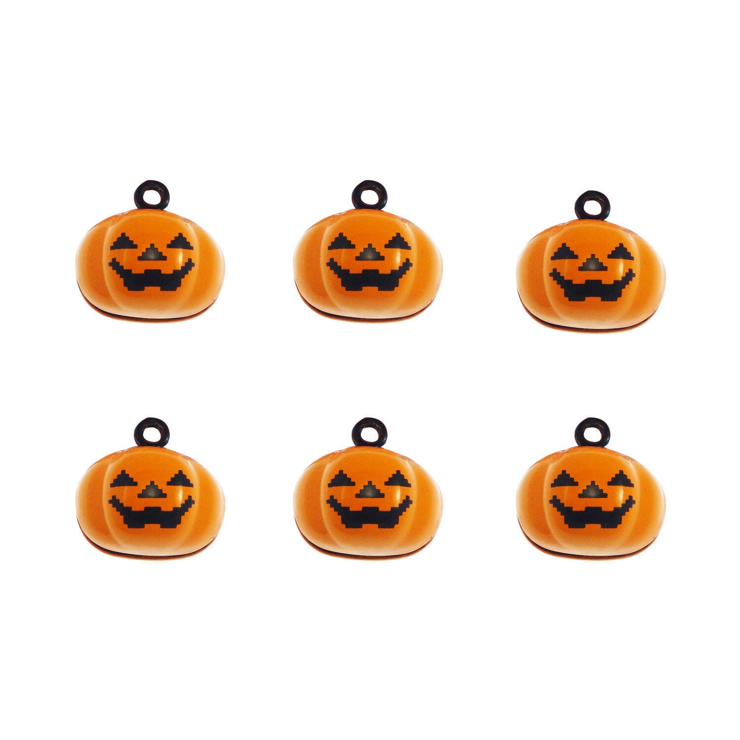 5pcs Orange Color Halloween Pumpkin Bells Alloy Pendants Charms Jewelry 53561